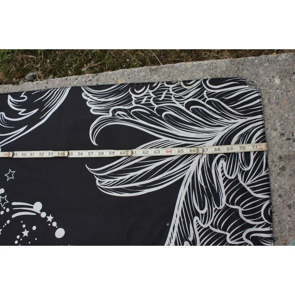 Sun Moon Stars Psychedelic Tapestry Hippie Wall Art Black White 72x92